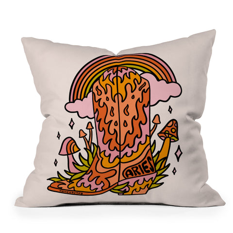 Doodle By Meg Aries Cowboy Boot Outdoor Throw Pillow