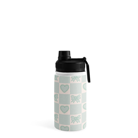 Doodle By Meg Blue Bow Checkered Print Water Bottle