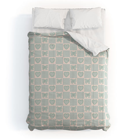 Doodle By Meg Blue Bow Checkered Print Comforter