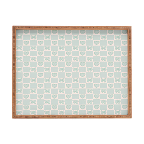 Doodle By Meg Blue Bow Checkered Print Rectangular Tray