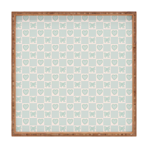 Doodle By Meg Blue Bow Checkered Print Square Tray