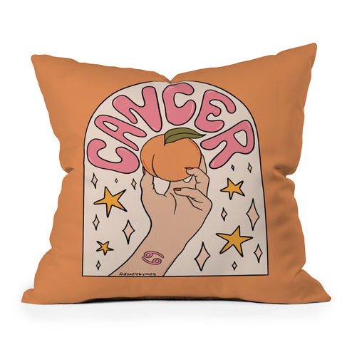 Doodle By Meg Cancer Peach Outdoor Throw Pillow