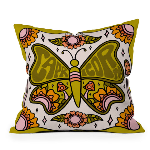 Doodle By Meg Capricorn Butterfly Outdoor Throw Pillow