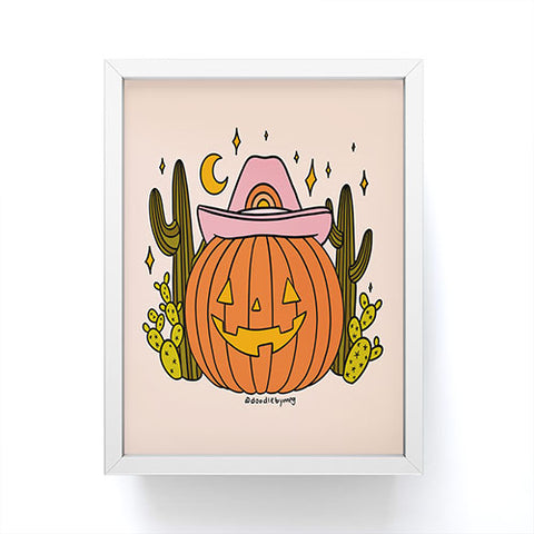 Doodle By Meg Cowboy Pumpkin Framed Mini Art Print