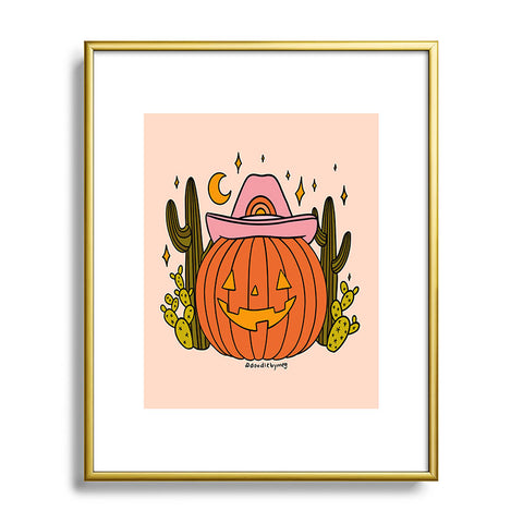 Doodle By Meg Cowboy Pumpkin Metal Framed Art Print