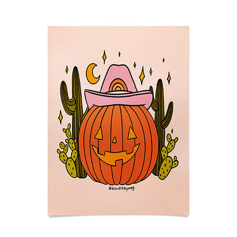 Doodle By Meg Cowboy Pumpkin Poster