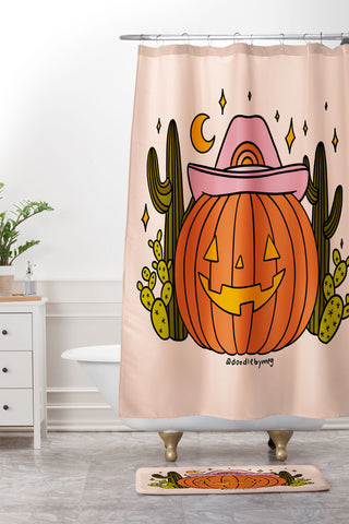 Doodle By Meg Cowboy Pumpkin Shower Curtain And Mat