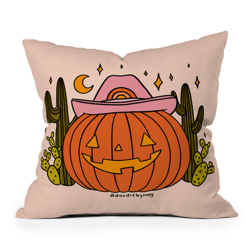 Doodle By Meg Cowboy Pumpkin Outdoor Throw Pillow