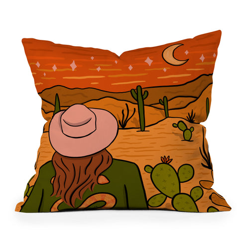 Doodle By Meg Desert Girl Outdoor Throw Pillow