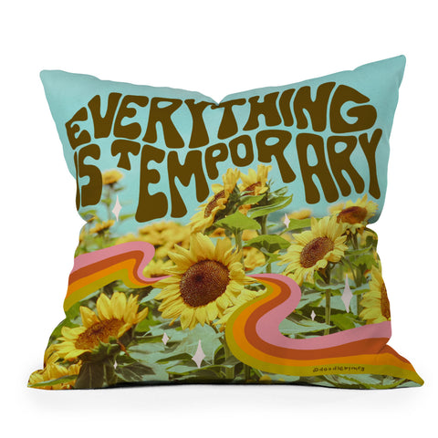 Doodle By Meg Everything is Temporary Outdoor Throw Pillow