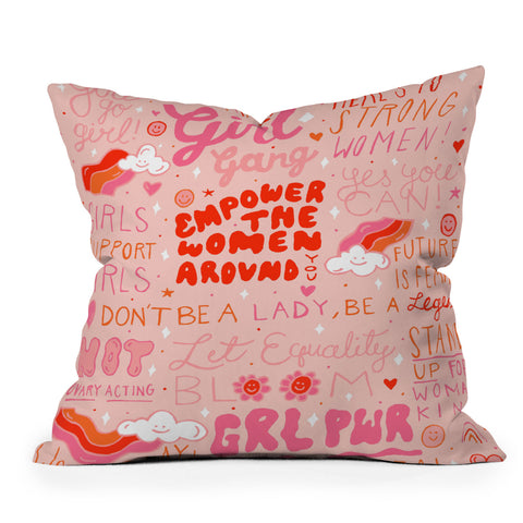 Doodle By Meg Girls Support Girls Outdoor Throw Pillow