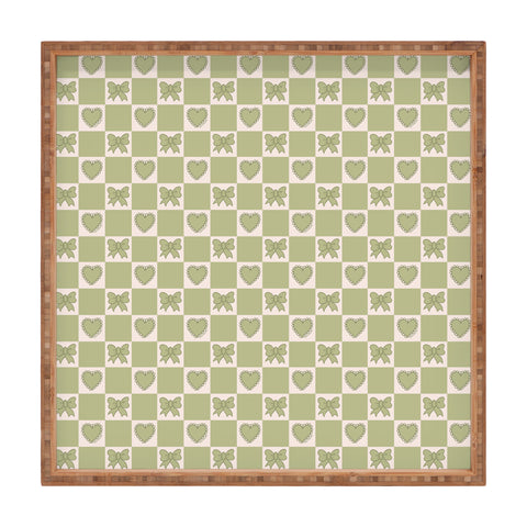 Doodle By Meg Green Bow Checkered Print Square Tray