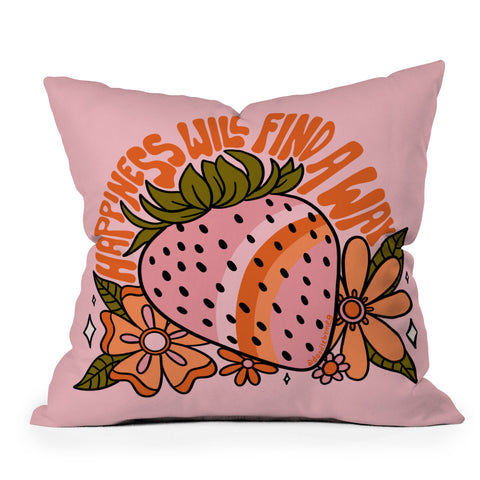 Doodle By Meg Happiness Will Find A Way Outdoor Throw Pillow
