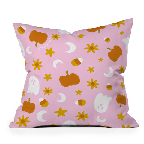 Doodle By Meg Is It Fall Yet in Pink Outdoor Throw Pillow