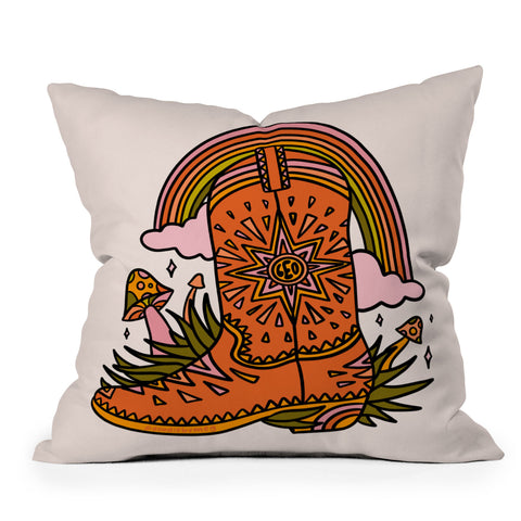 Doodle By Meg Leo Cowboy Boot Outdoor Throw Pillow