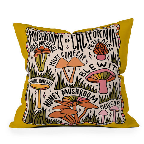 Doodle By Meg Mushrooms of California Outdoor Throw Pillow