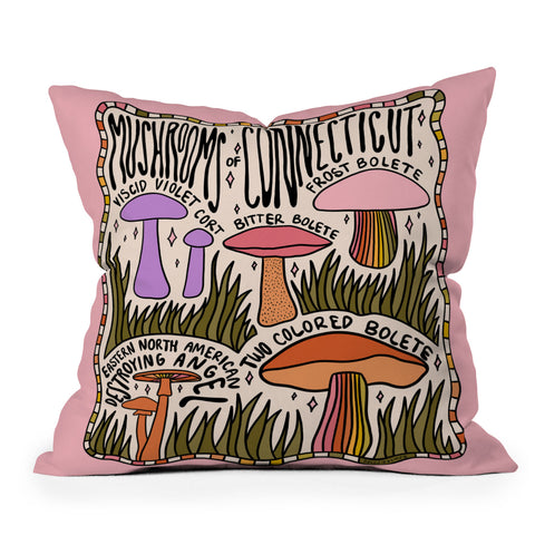 Doodle By Meg Mushrooms of Connecticut Outdoor Throw Pillow