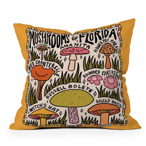 Doodle By Meg Mushrooms of Florida Outdoor Throw Pillow