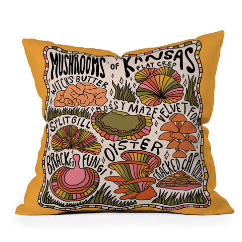 Doodle By Meg Mushrooms of Kansas Outdoor Throw Pillow