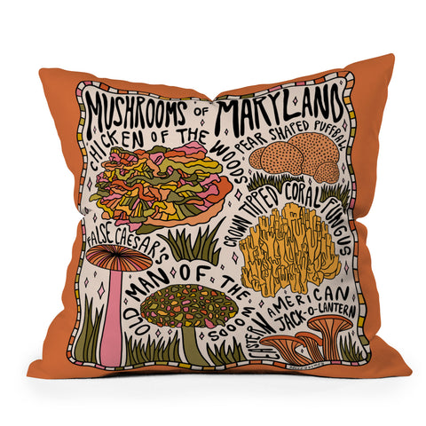 Doodle By Meg Mushrooms of Maryland Outdoor Throw Pillow