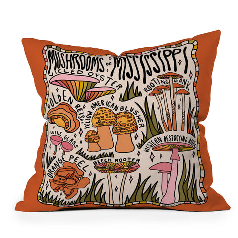 Doodle By Meg Mushrooms of Mississippi Outdoor Throw Pillow