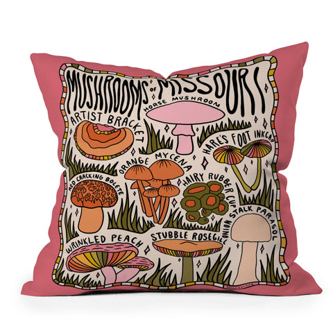 Doodle By Meg Mushrooms of Missouri Outdoor Throw Pillow