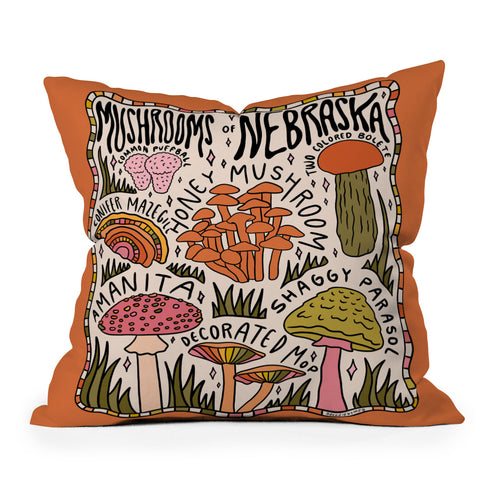 Doodle By Meg Mushrooms of Nebraska Outdoor Throw Pillow