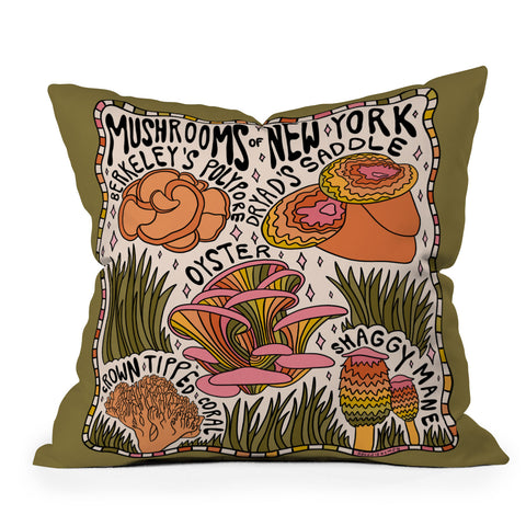Doodle By Meg Mushrooms of New York Outdoor Throw Pillow