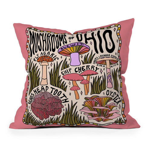 Doodle By Meg Mushrooms of Ohio Outdoor Throw Pillow