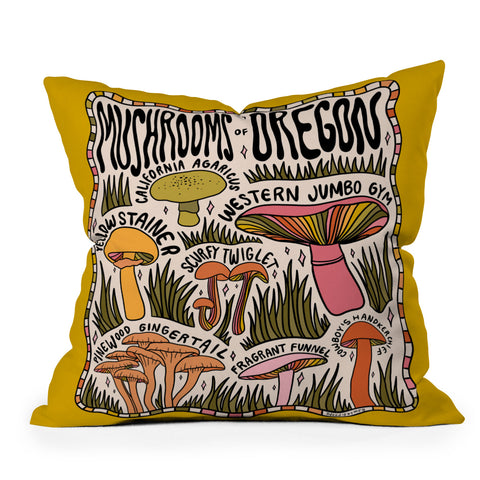 Doodle By Meg Mushrooms of Oregon Outdoor Throw Pillow