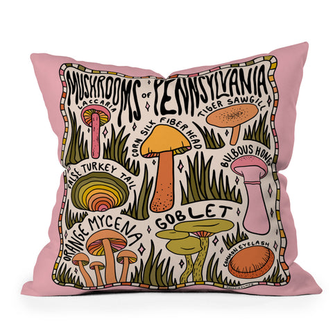 Doodle By Meg Mushrooms of Pennsylvania Outdoor Throw Pillow