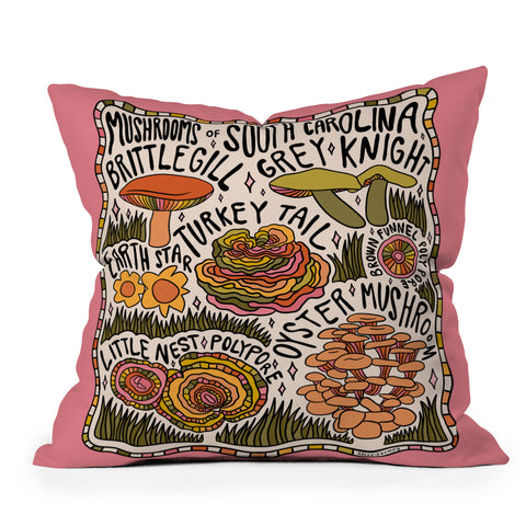 Doodle By Meg Mushrooms of South Carolina Outdoor Throw Pillow
