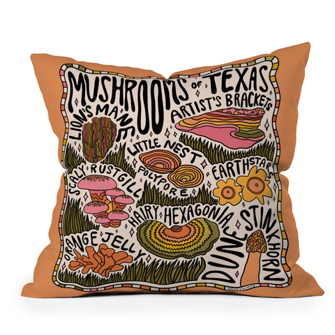 Doodle By Meg Mushrooms of Texas Outdoor Throw Pillow