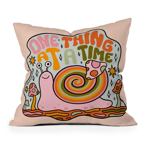 Doodle By Meg One Thing at a Time Outdoor Throw Pillow