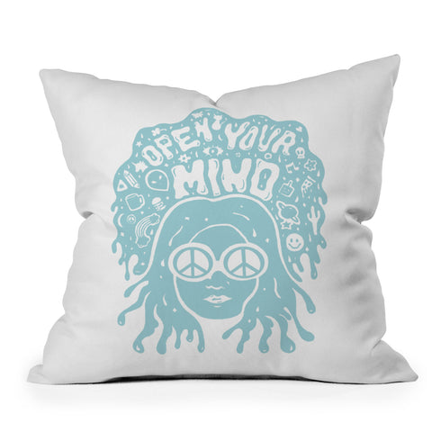 Doodle By Meg Open Your Mind in Mint Outdoor Throw Pillow