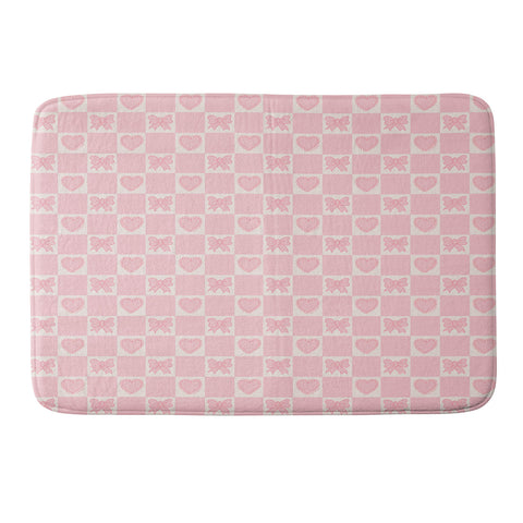 Doodle By Meg Pink Bow Checkered Print Memory Foam Bath Mat