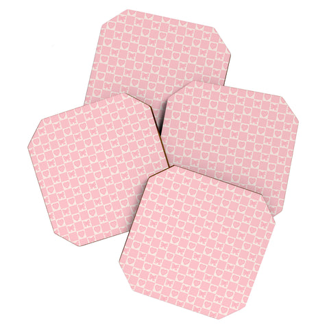 Doodle By Meg Pink Bow Checkered Print Coaster Set