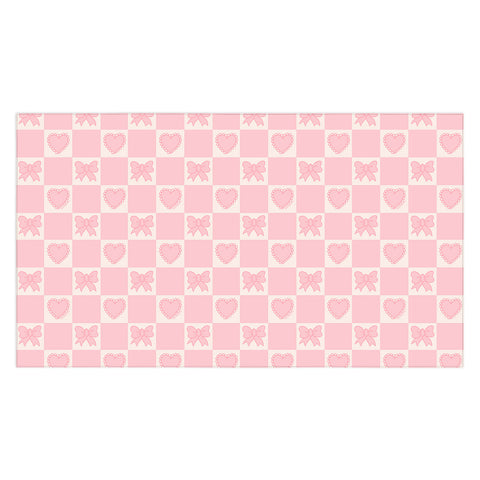 Doodle By Meg Pink Bow Checkered Print Tablecloth