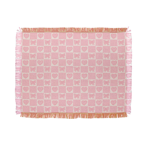 Doodle By Meg Pink Bow Checkered Print Throw Blanket