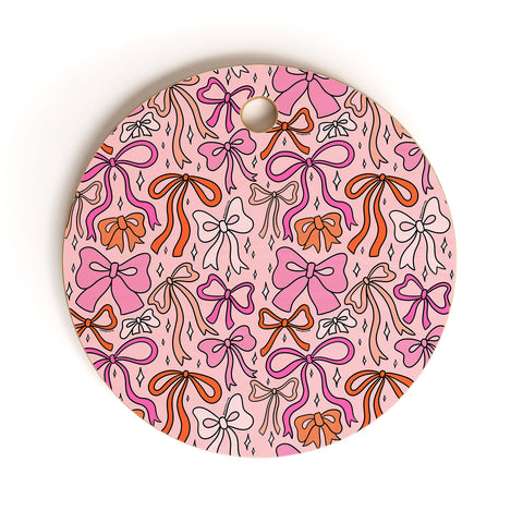 Doodle By Meg Pink Bow Print Cutting Board Round