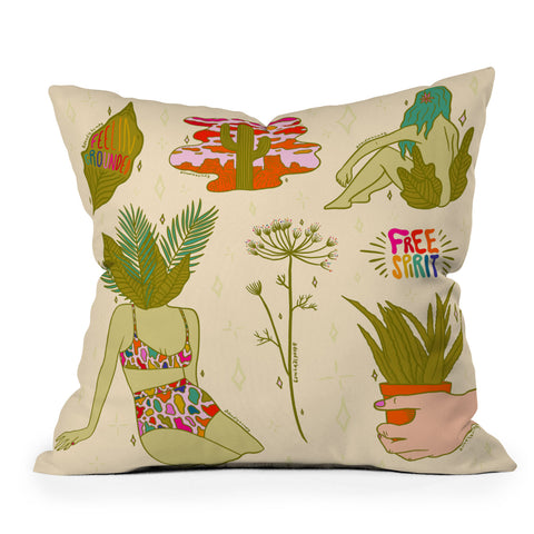 Doodle By Meg Plants Flash Sheet Outdoor Throw Pillow
