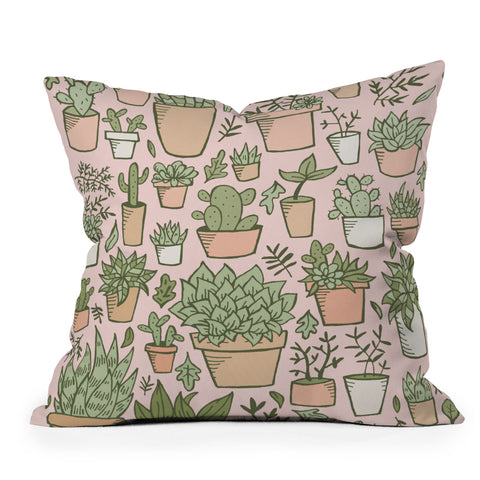 Doodle By Meg Potted Plants Print Outdoor Throw Pillow