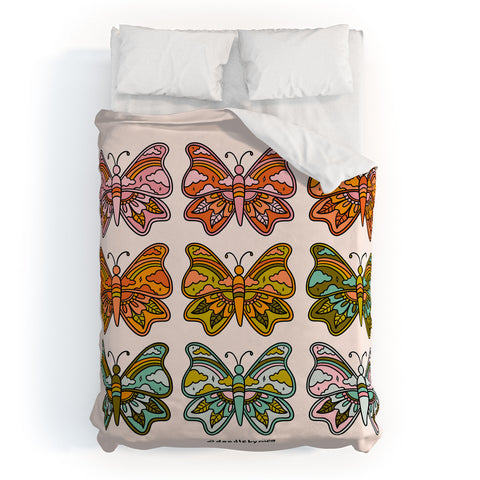 Doodle By Meg Rainbow Butterflies Duvet Cover