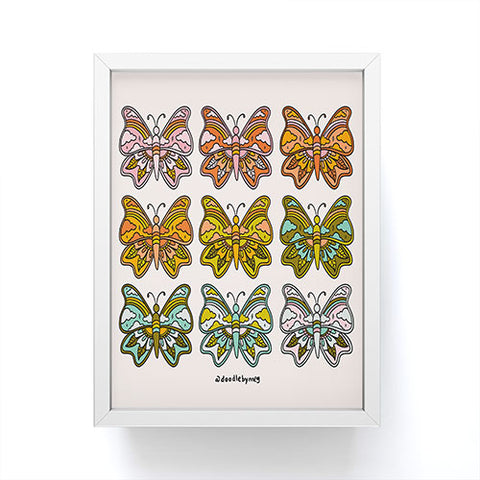 Doodle By Meg Rainbow Butterflies Framed Mini Art Print