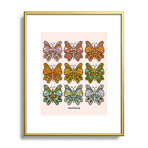 Doodle By Meg Rainbow Butterflies Metal Framed Art Print