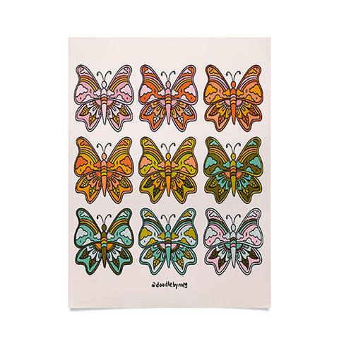 Doodle By Meg Rainbow Butterflies Poster