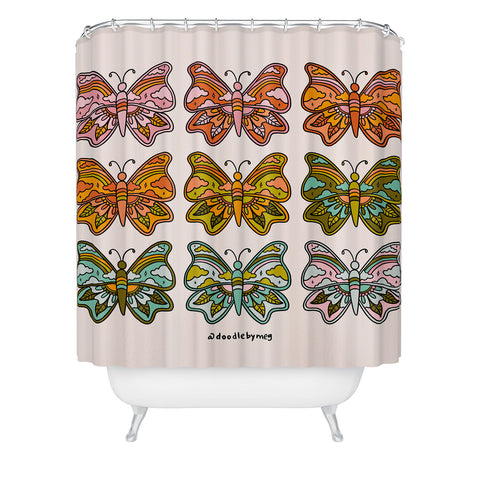 Doodle By Meg Rainbow Butterflies Shower Curtain