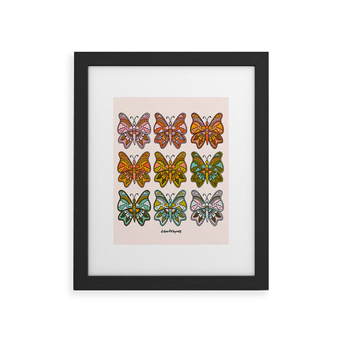 Doodle By Meg Rainbow Butterflies Framed Art Print