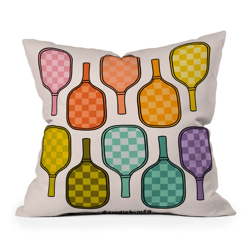 Doodle By Meg Rainbow Pickleball Paddles Throw Pillow