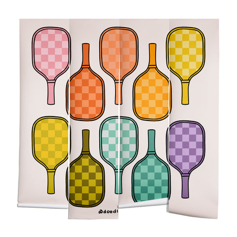 Doodle By Meg Rainbow Pickleball Paddles Wall Mural
